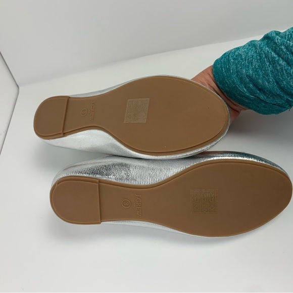 NWT J Crew Girls Silver Metallic Ballet Flats Shoes Size 3 Crewcuts - Picture 9 of 9